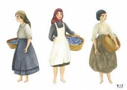 Ilustración mujeres con cestas